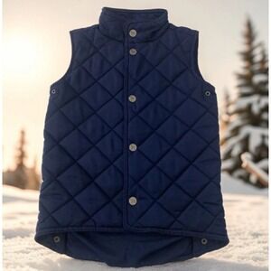 Frenchie Mini Couture Quilted Vest Kids 4T Navy Blue Snap Front Mock Neck